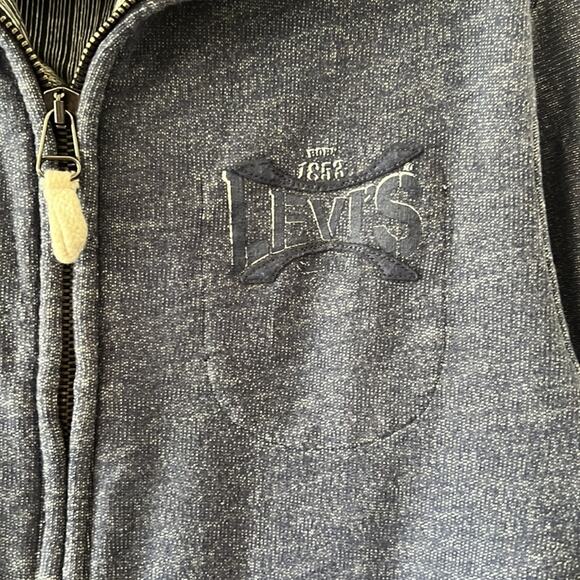 Levi Strauss & Co Mens Blue Denim Knit Jacket Size Small Zipper Front - Picture 2 of 10